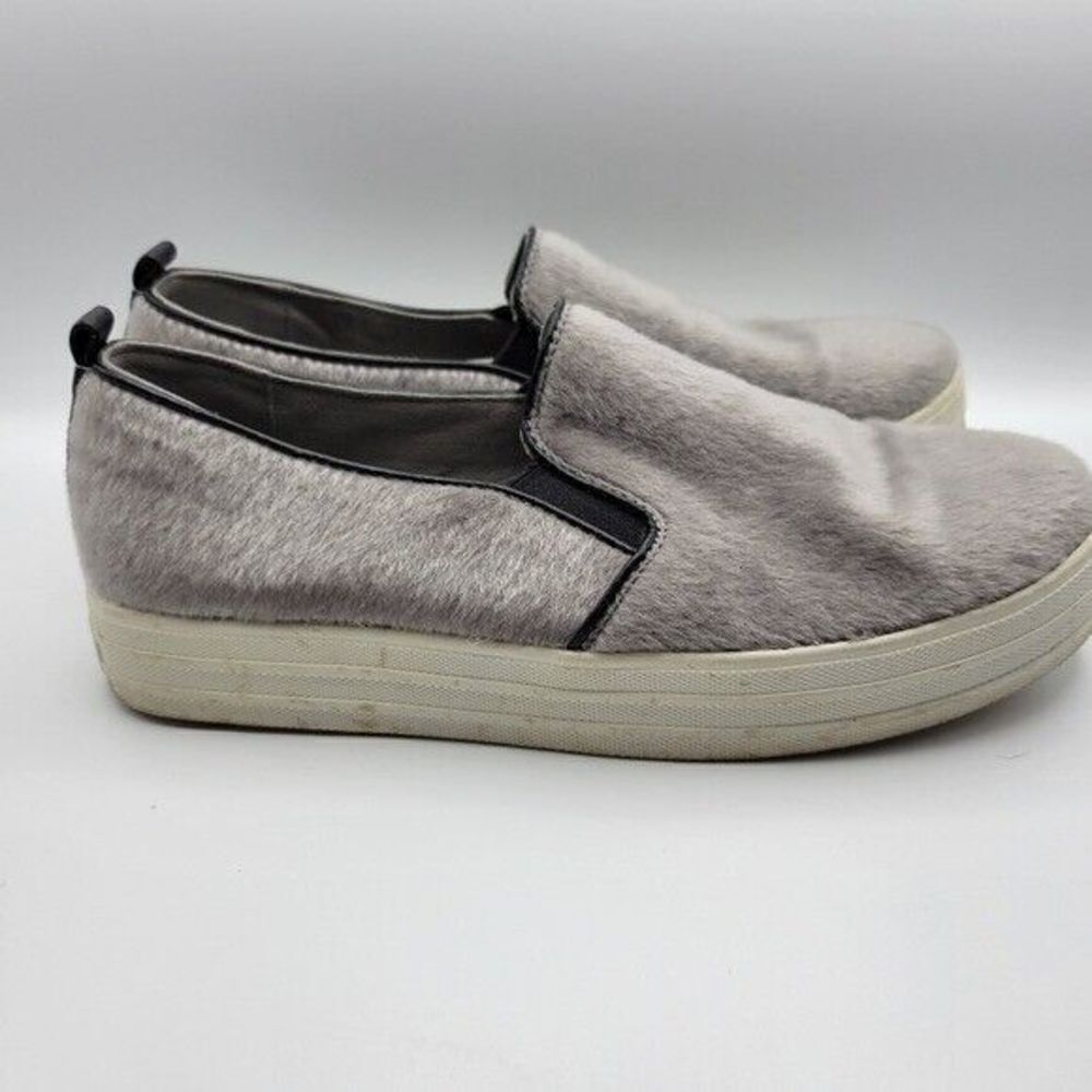Skechers Street Grey Faux Fur Round Toe Slip On Loafer Flats 7
